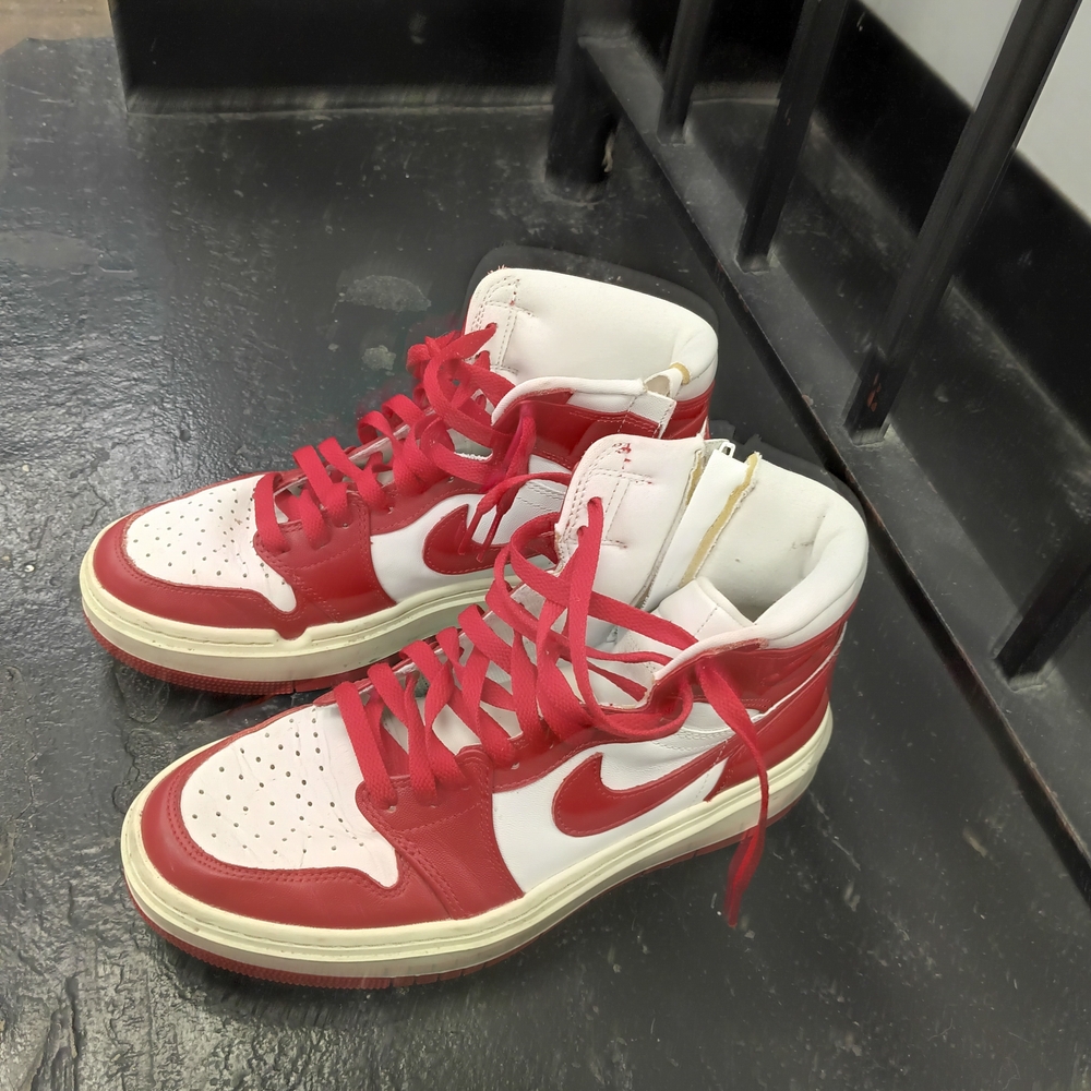 Nike Red and White High-Top Sneakers
